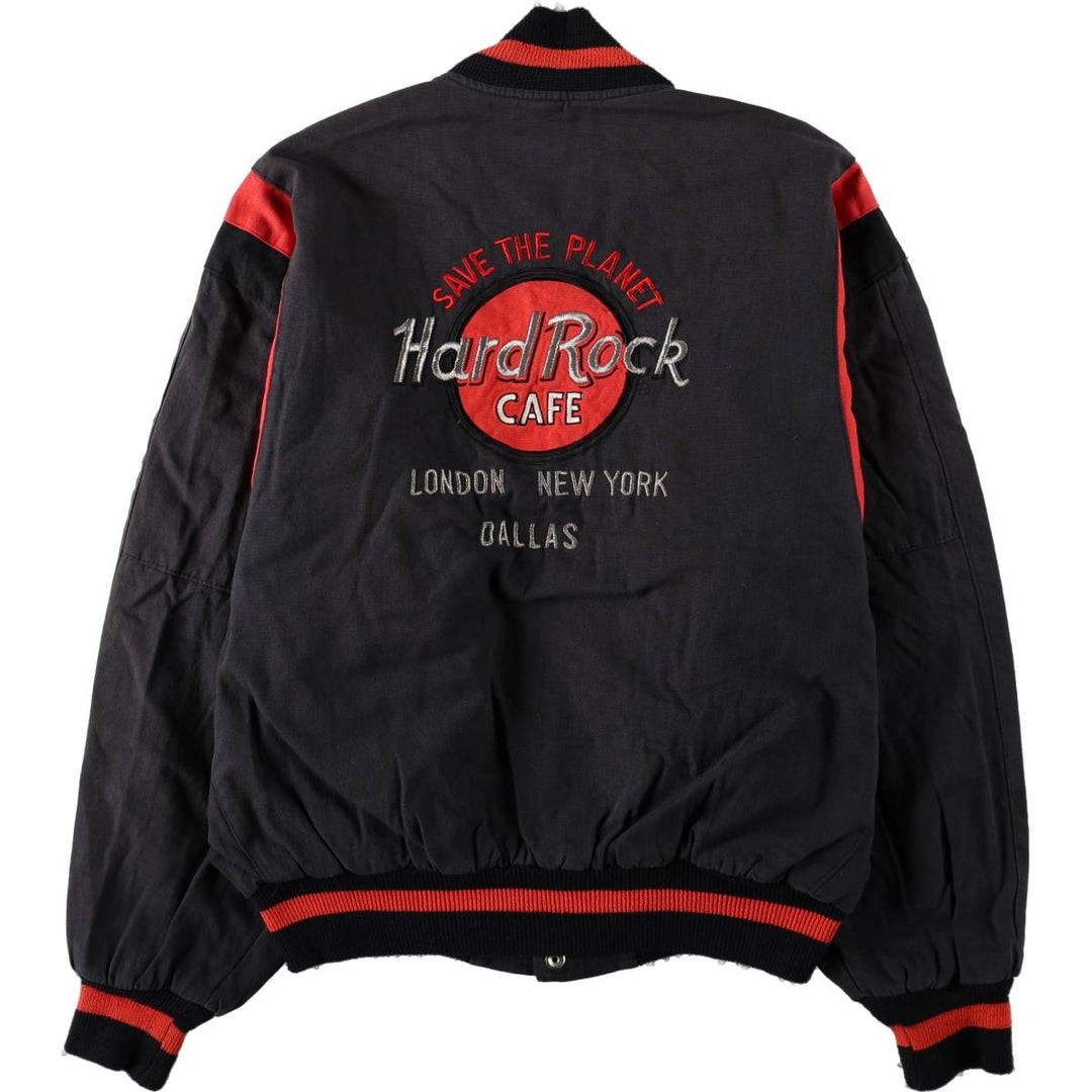 90'S Satin Jackets inc. HARD ROCK CAFE Blouson, Men's Size L (approx.), Vintage unclear black type Vintage Second Hand