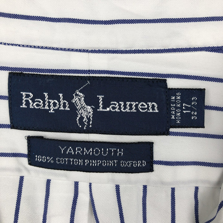 Ralph Lauren YAMOUTH Long-Sleeve Button-Down Striped Shirt, Men's Size XL (approx.) cotton blue type Vintage Second Hand