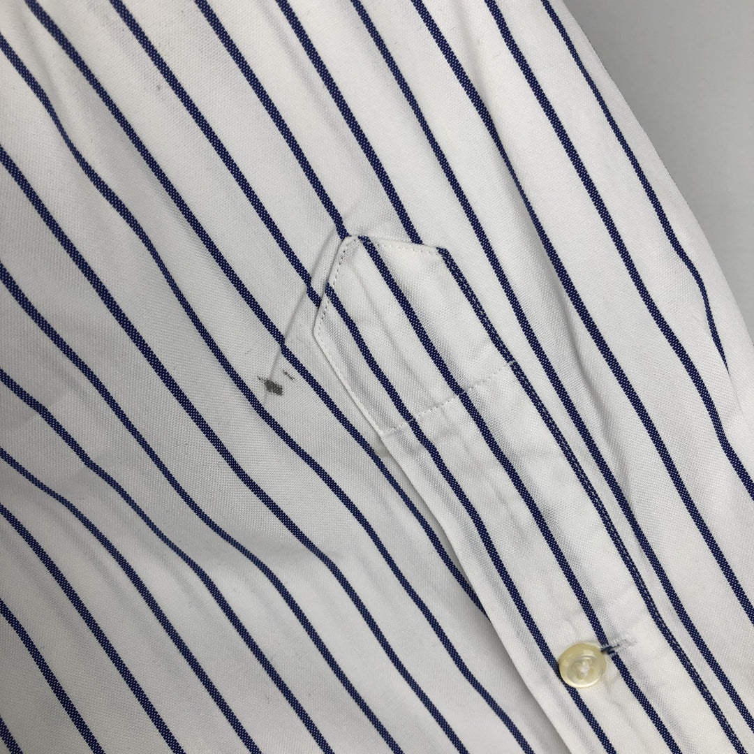 Ralph Lauren YAMOUTH Long-Sleeve Button-Down Striped Shirt, Men's Size XL (approx.) cotton blue type Vintage Second Hand