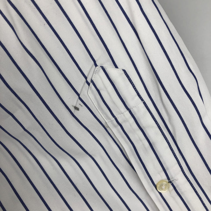 Ralph Lauren YAMOUTH Long-Sleeve Button-Down Striped Shirt, Men's Size XL (approx.) cotton blue type Vintage Second Hand