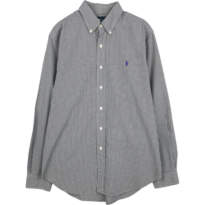 Ralph Lauren Classic Fit Gingham Check Long Sleeve Button Down Check Shirt Men's M unclear black type Vintage Second Hand