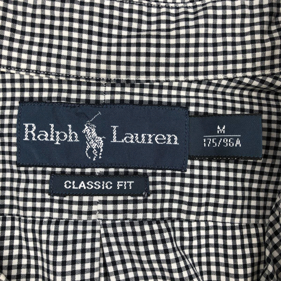 Ralph Lauren Classic Fit Gingham Check Long Sleeve Button Down Check Shirt Men's M unclear black type Vintage Second Hand
