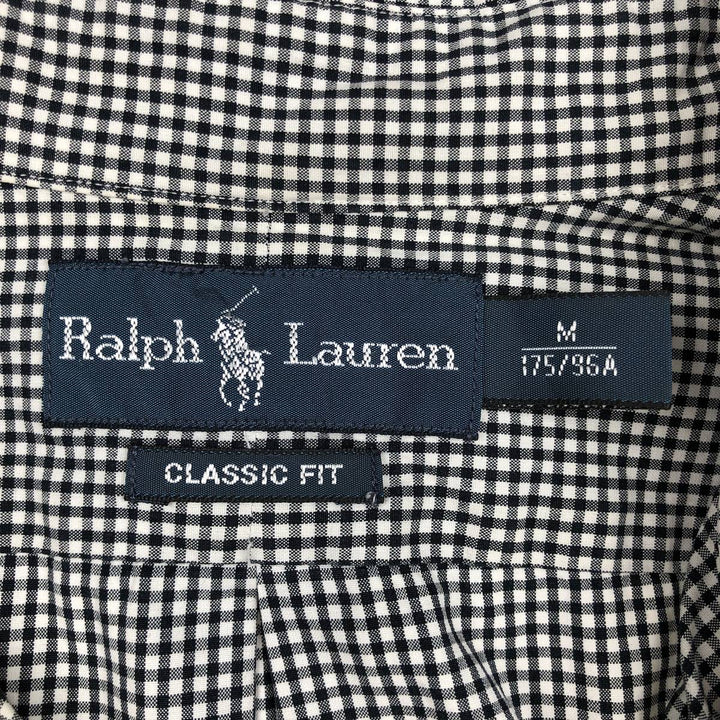 Ralph Lauren Classic Fit Gingham Check Long Sleeve Button Down Check Shirt Men's M unclear black type Vintage Second Hand