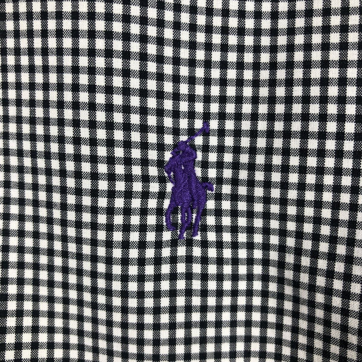 Ralph Lauren Classic Fit Gingham Check Long Sleeve Button Down Check Shirt Men's M unclear black type Vintage Second Hand