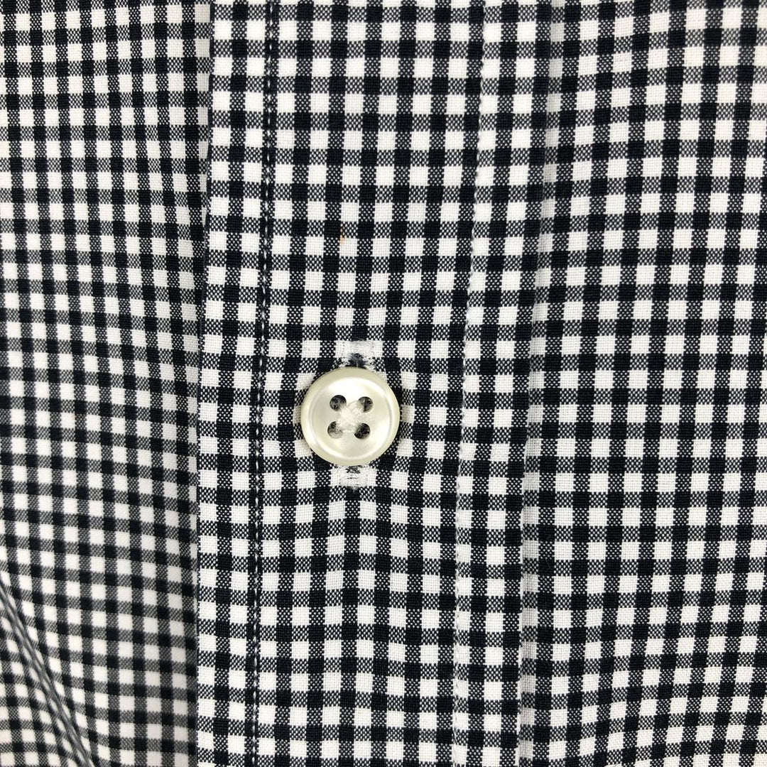 Ralph Lauren Classic Fit Gingham Check Long Sleeve Button Down Check Shirt Men's M unclear black type Vintage Second Hand