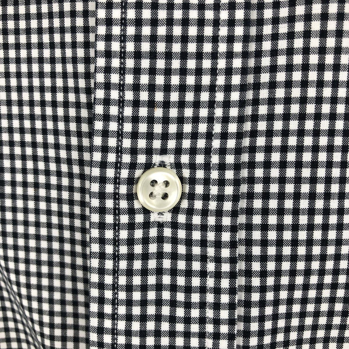 Ralph Lauren Classic Fit Gingham Check Long Sleeve Button Down Check Shirt Men's M unclear black type Vintage Second Hand