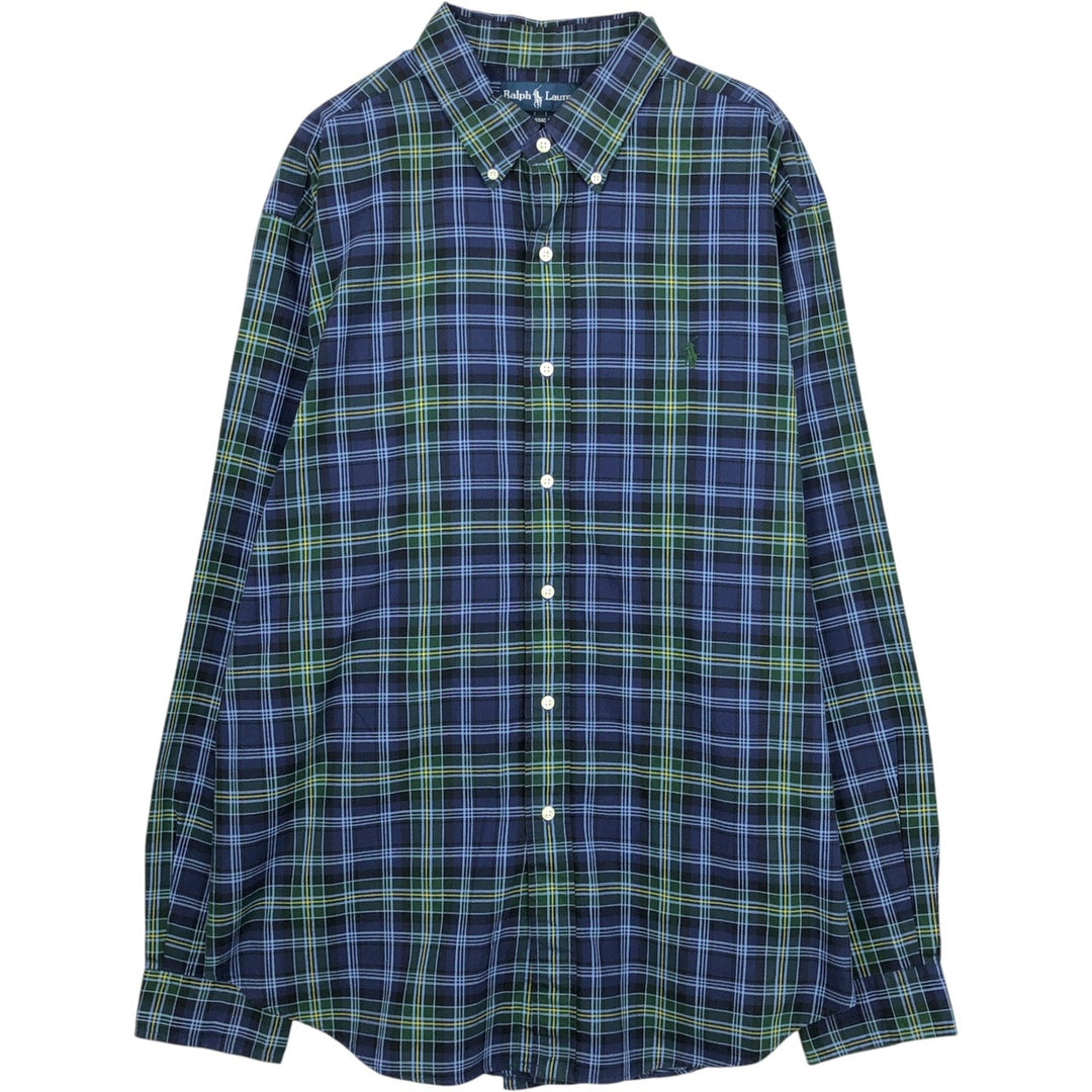 Ralph Lauren Classic Fit Long Sleeve Button Down Check Shirt Men's XL cotton navy blue type Vintage Second Hand