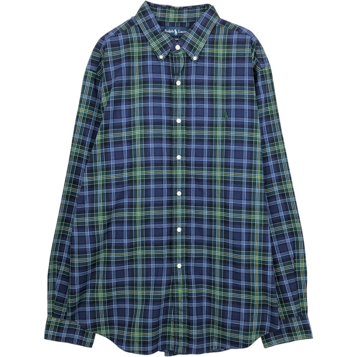 Ralph Lauren Classic Fit Long Sleeve Button Down Check Shirt Men's XL cotton navy blue type Vintage Second Hand