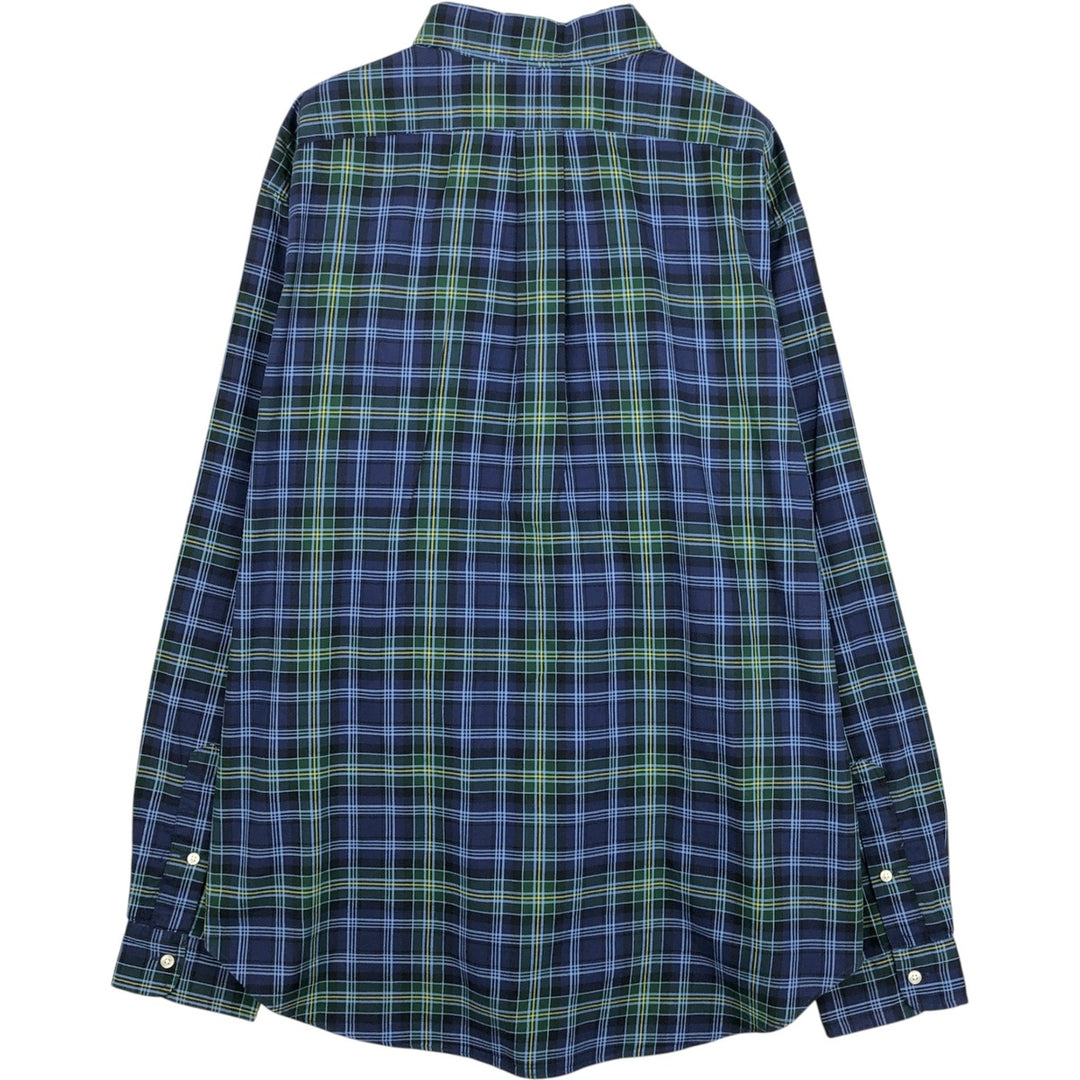 Ralph Lauren Classic Fit Long Sleeve Button Down Check Shirt Men's XL cotton navy blue type Vintage Second Hand