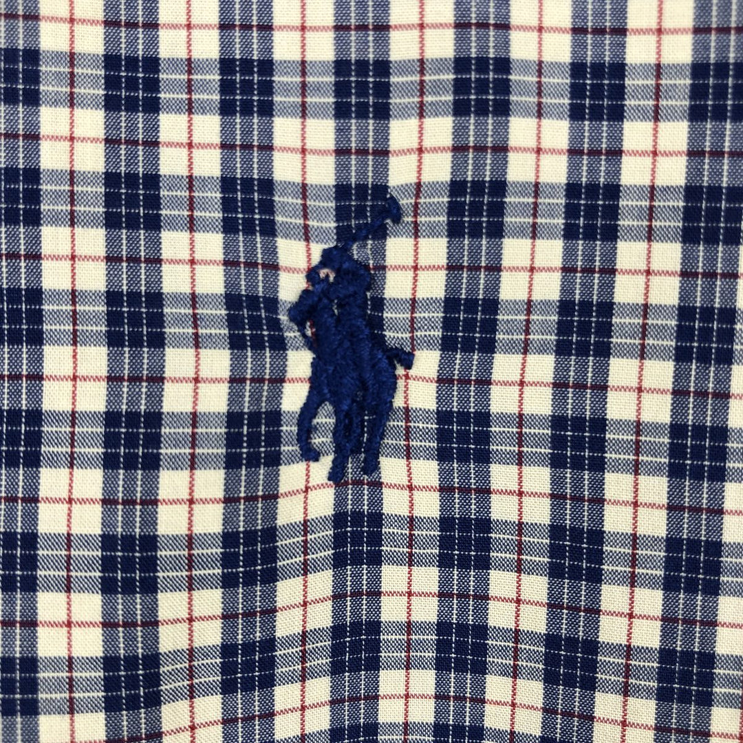Ralph Lauren BLAKE long sleeve button down check shirt, men's size L cotton navy blue type Vintage Second Hand