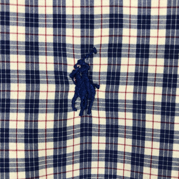 Ralph Lauren BLAKE long sleeve button down check shirt, men's size L cotton navy blue type Vintage Second Hand