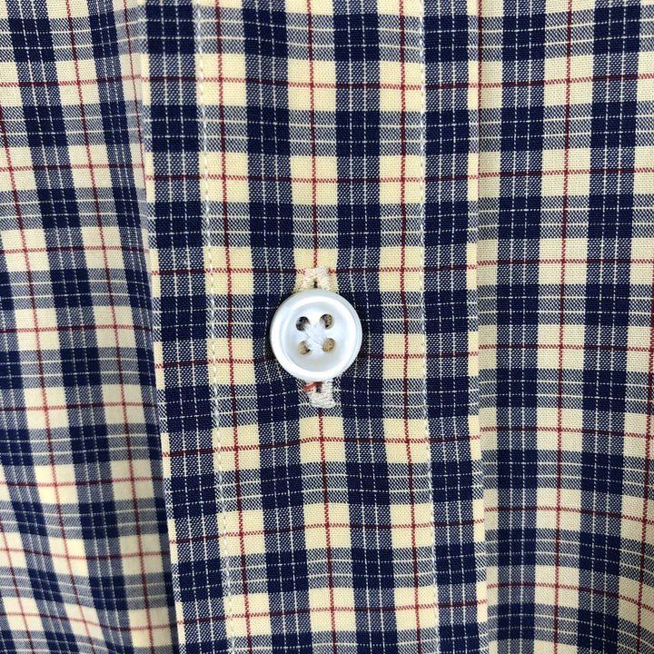 Ralph Lauren BLAKE long sleeve button down check shirt, men's size L cotton navy blue type Vintage Second Hand