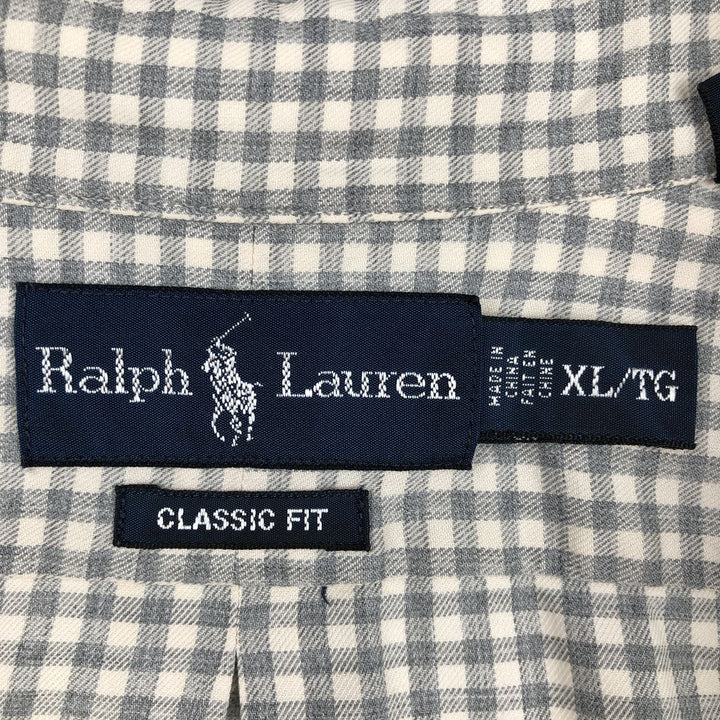 Ralph Lauren CLASSIC FIT Check Pattern Long-Sleeve Button-Down Check Shirt, Men's Size XL (approx.) cotton gray type Vintage Second Hand