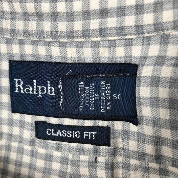 Ralph Lauren CLASSIC FIT Check Pattern Long-Sleeve Button-Down Check Shirt, Men's Size XL (approx.) cotton gray type Vintage Second Hand