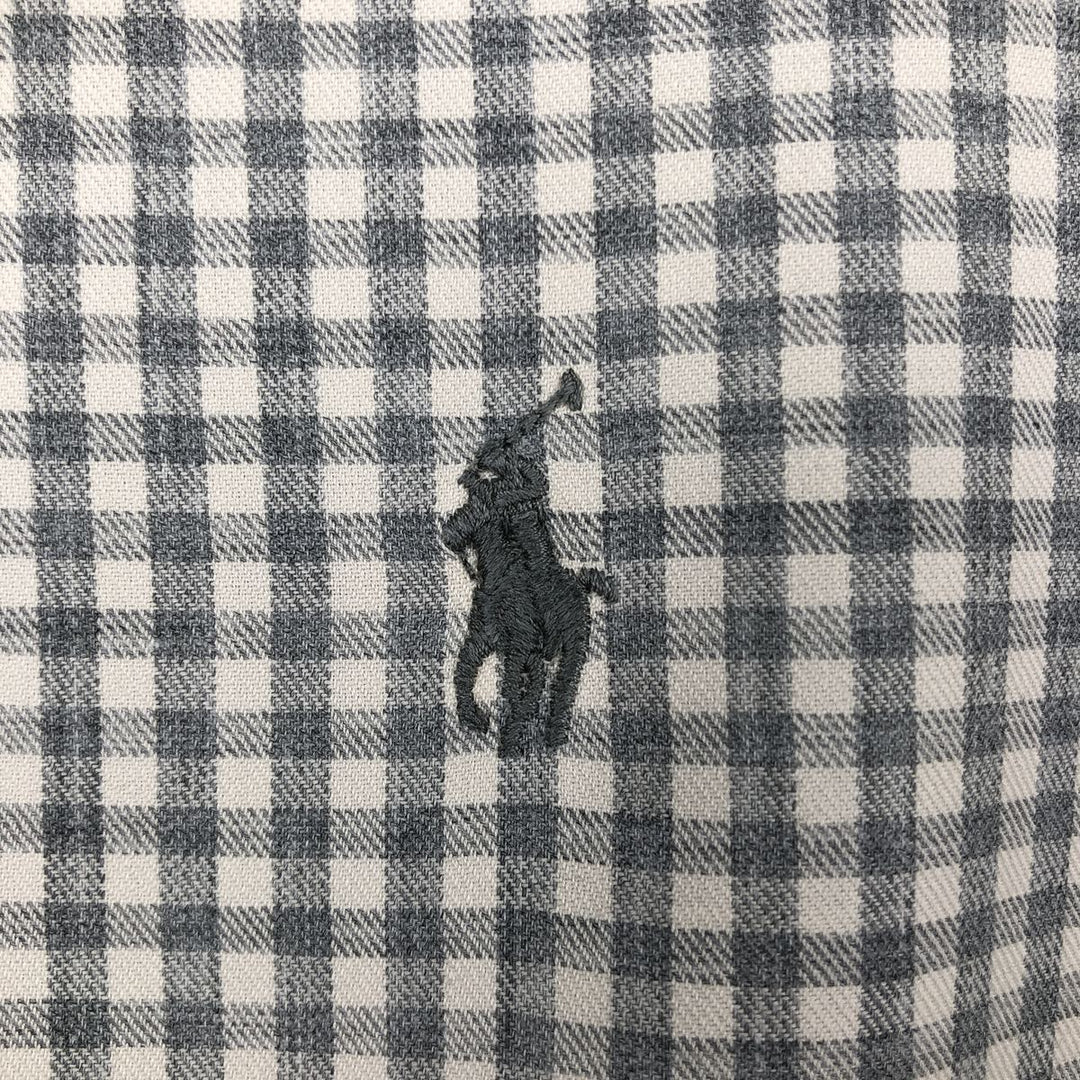 Ralph Lauren CLASSIC FIT Check Pattern Long-Sleeve Button-Down Check Shirt, Men's Size XL (approx.) cotton gray type Vintage Second Hand