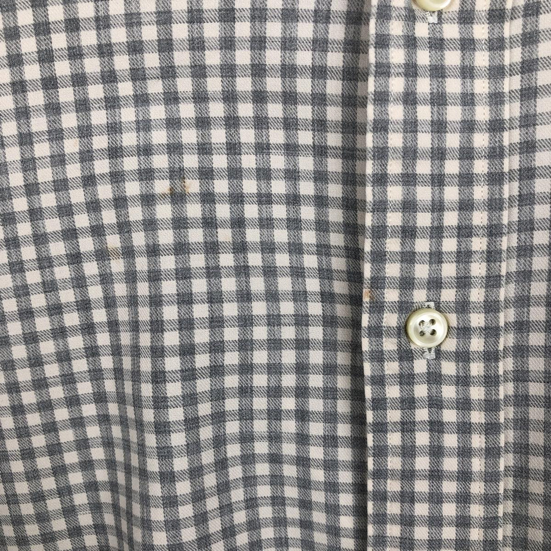 Ralph Lauren CLASSIC FIT Check Pattern Long-Sleeve Button-Down Check Shirt, Men's Size XL (approx.) cotton gray type Vintage Second Hand
