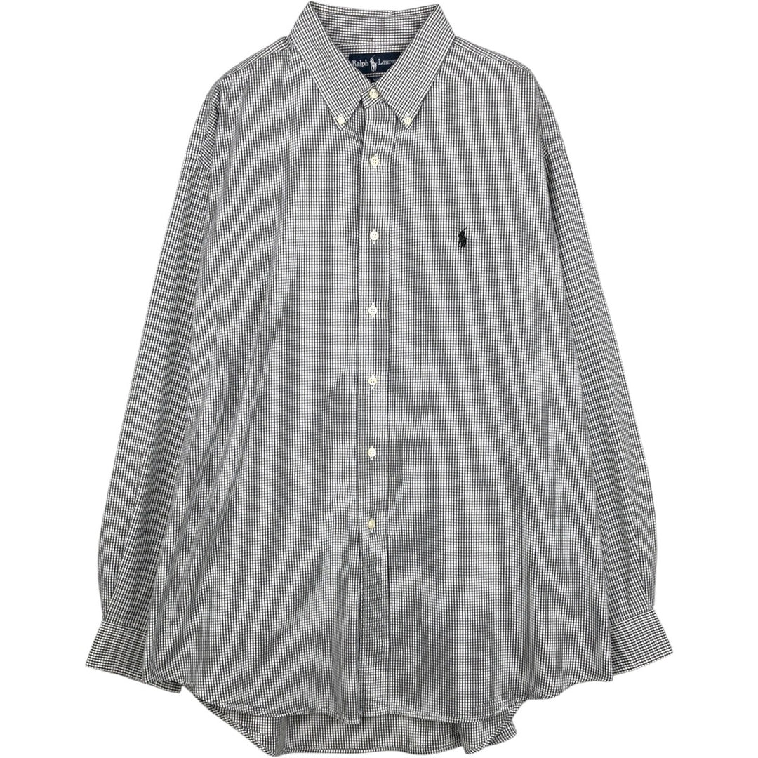 Ralph Lauren BLAIRE long sleeve button down check shirt, men's XL size cotton black type Vintage Second Hand