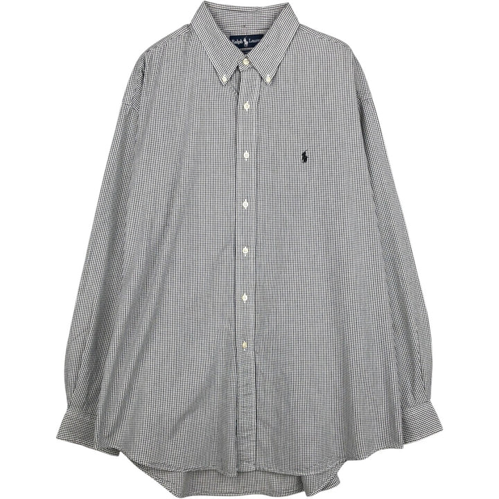 Ralph Lauren BLAIRE long sleeve button down check shirt, men's XL size cotton black type Vintage Second Hand