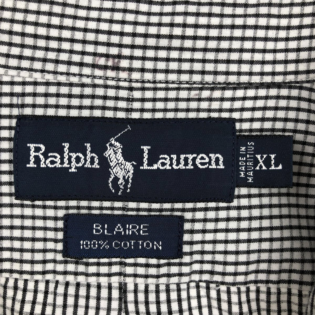 Ralph Lauren BLAIRE long sleeve button down check shirt, men's XL size cotton black type Vintage Second Hand