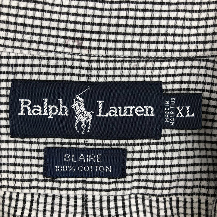 Ralph Lauren BLAIRE long sleeve button down check shirt, men's XL size cotton black type Vintage Second Hand