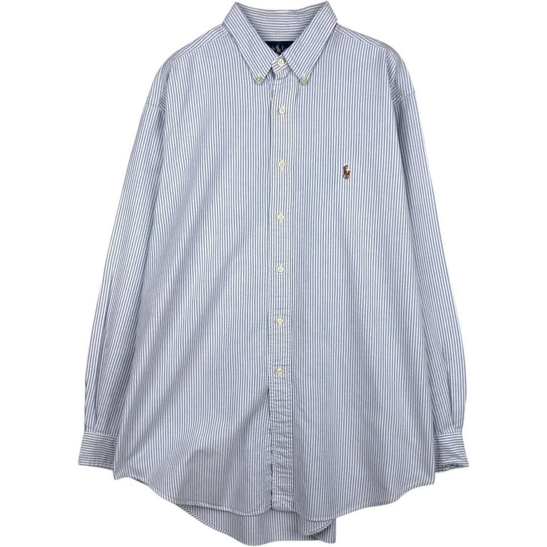 Ralph Lauren Classic Fit Long Sleeve Button Down Striped Shirt, Men's Size L cotton blue type Vintage Second Hand