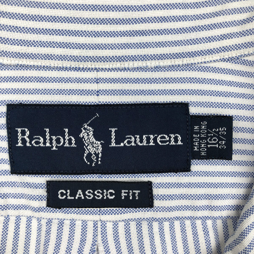 Ralph Lauren Classic Fit Long Sleeve Button Down Striped Shirt, Men's Size L cotton blue type Vintage Second Hand