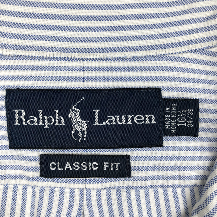Ralph Lauren Classic Fit Long Sleeve Button Down Striped Shirt, Men's Size L cotton blue type Vintage Second Hand