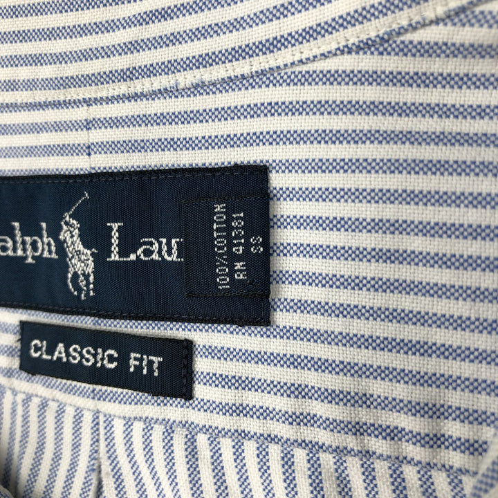 Ralph Lauren Classic Fit Long Sleeve Button Down Striped Shirt, Men's Size L cotton blue type Vintage Second Hand