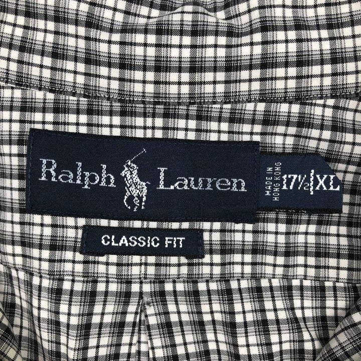 Ralph Lauren Classic Fit Long Sleeve Button Down Check Shirt Men's XL cotton black type Vintage Second Hand