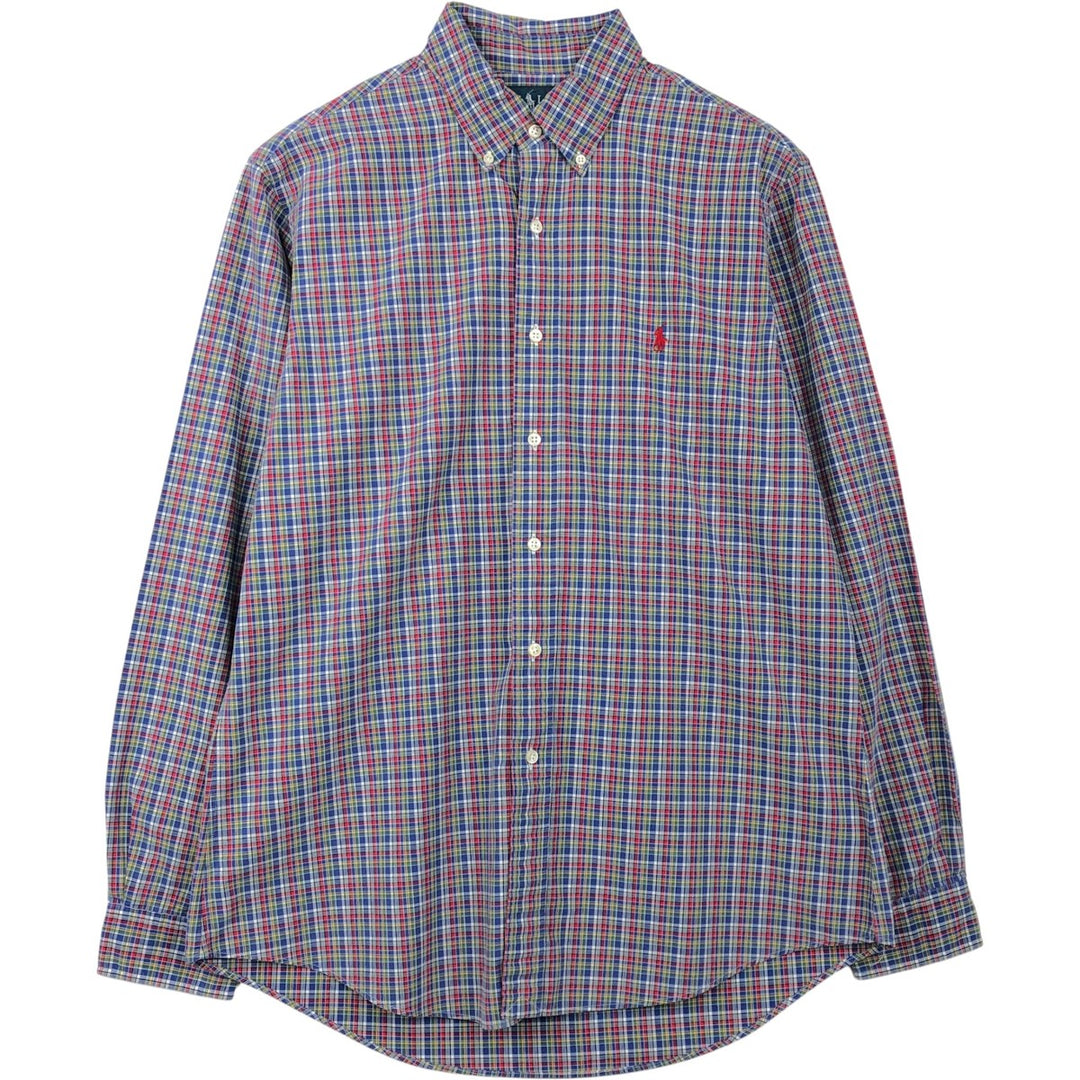 Ralph Lauren long sleeve button down check shirt, men's size L cotton blue type Vintage Second Hand