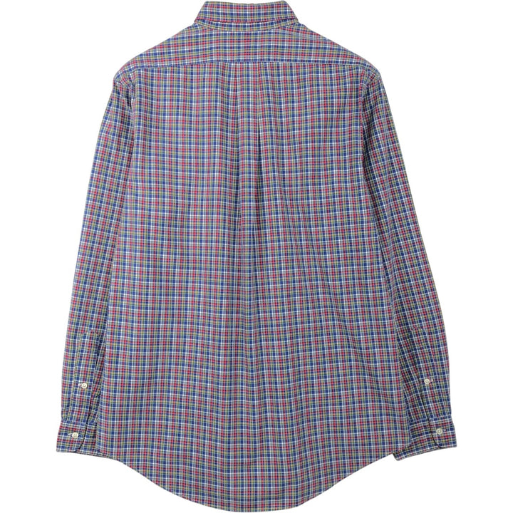 Ralph Lauren long sleeve button down check shirt, men's size L cotton blue type Vintage Second Hand