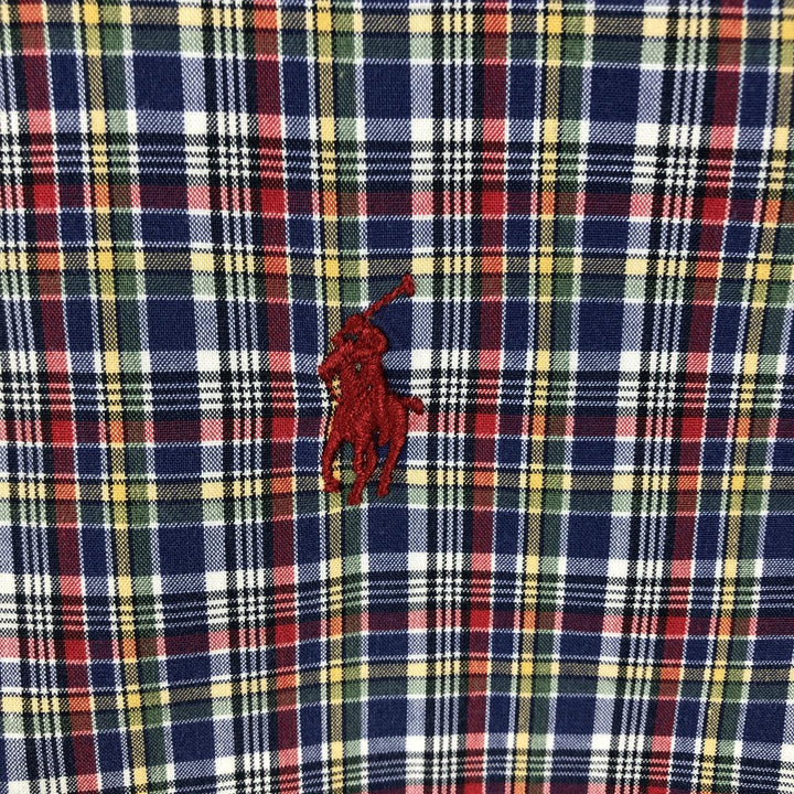 Ralph Lauren long sleeve button down check shirt, men's size L cotton blue type Vintage Second Hand