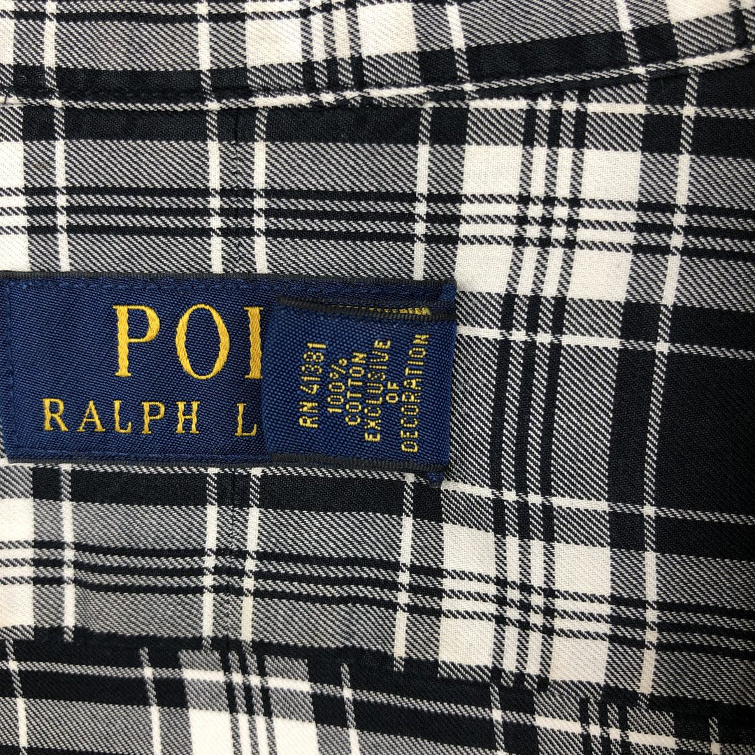 Ralph Lauren POLO RALPH LAUREN Check Pattern Long-Sleeve Cotton Shirt, Men's Size M (approx.) cotton black type Vintage Second Hand