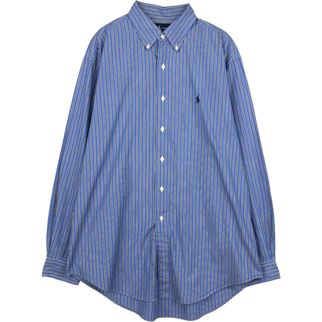 Ralph Lauren Classic Fit Multi Stripe Long Sleeve Button Down Striped Shirt Men's Size L cotton blue type Vintage Second Hand