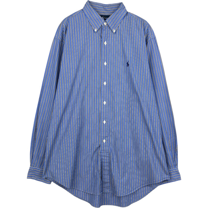 Ralph Lauren Classic Fit Multi Stripe Long Sleeve Button Down Striped Shirt Men's Size L cotton blue type Vintage Second Hand
