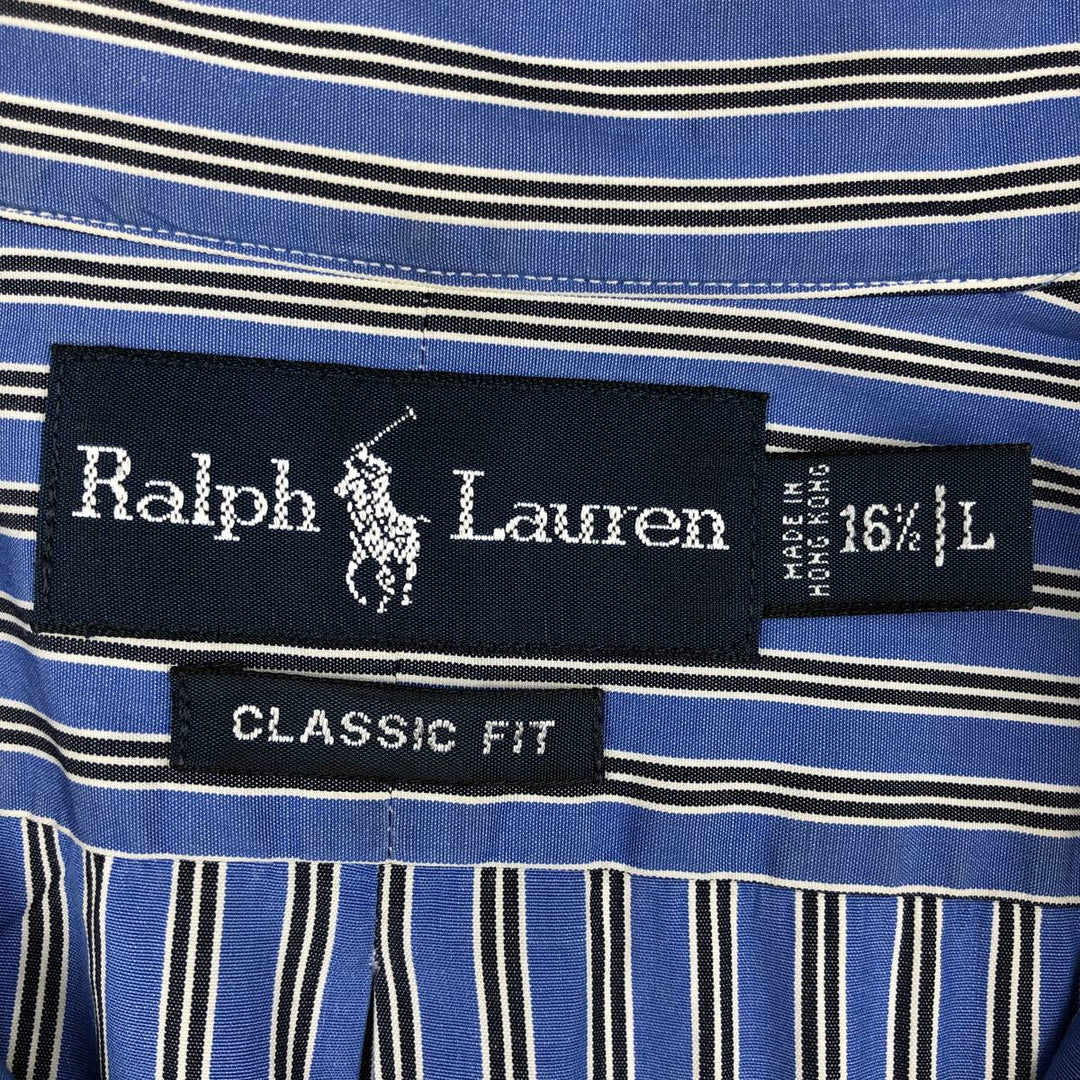 Ralph Lauren Classic Fit Multi Stripe Long Sleeve Button Down Striped Shirt Men's Size L cotton blue type Vintage Second Hand