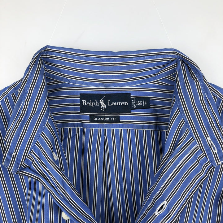 Ralph Lauren Classic Fit Multi Stripe Long Sleeve Button Down Striped Shirt Men's Size L cotton blue type Vintage Second Hand
