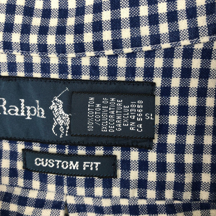 Ralph Lauren CUSTOM FIT Gingham Check Long Sleeve Button Down Check Shirt Men's XL cotton blue type Vintage Second Hand