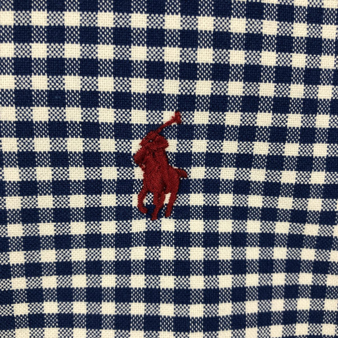 Ralph Lauren CUSTOM FIT Gingham Check Long Sleeve Button Down Check Shirt Men's XL cotton blue type Vintage Second Hand