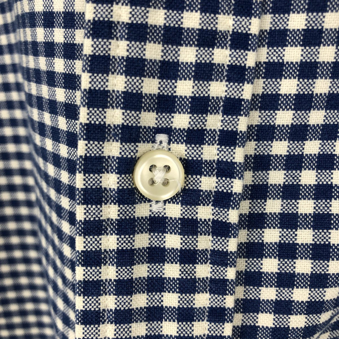 Ralph Lauren CUSTOM FIT Gingham Check Long Sleeve Button Down Check Shirt Men's XL cotton blue type Vintage Second Hand