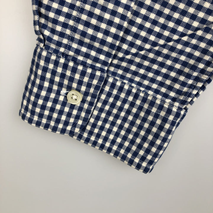 Ralph Lauren CUSTOM FIT Gingham Check Long Sleeve Button Down Check Shirt Men's XL cotton blue type Vintage Second Hand