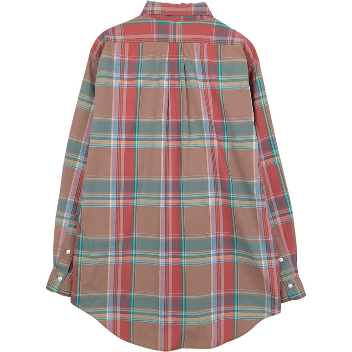 Ralph Lauren Madras Check Long Sleeve Button-Down Check Shirt, Men's Size L cotton red type Vintage Second Hand