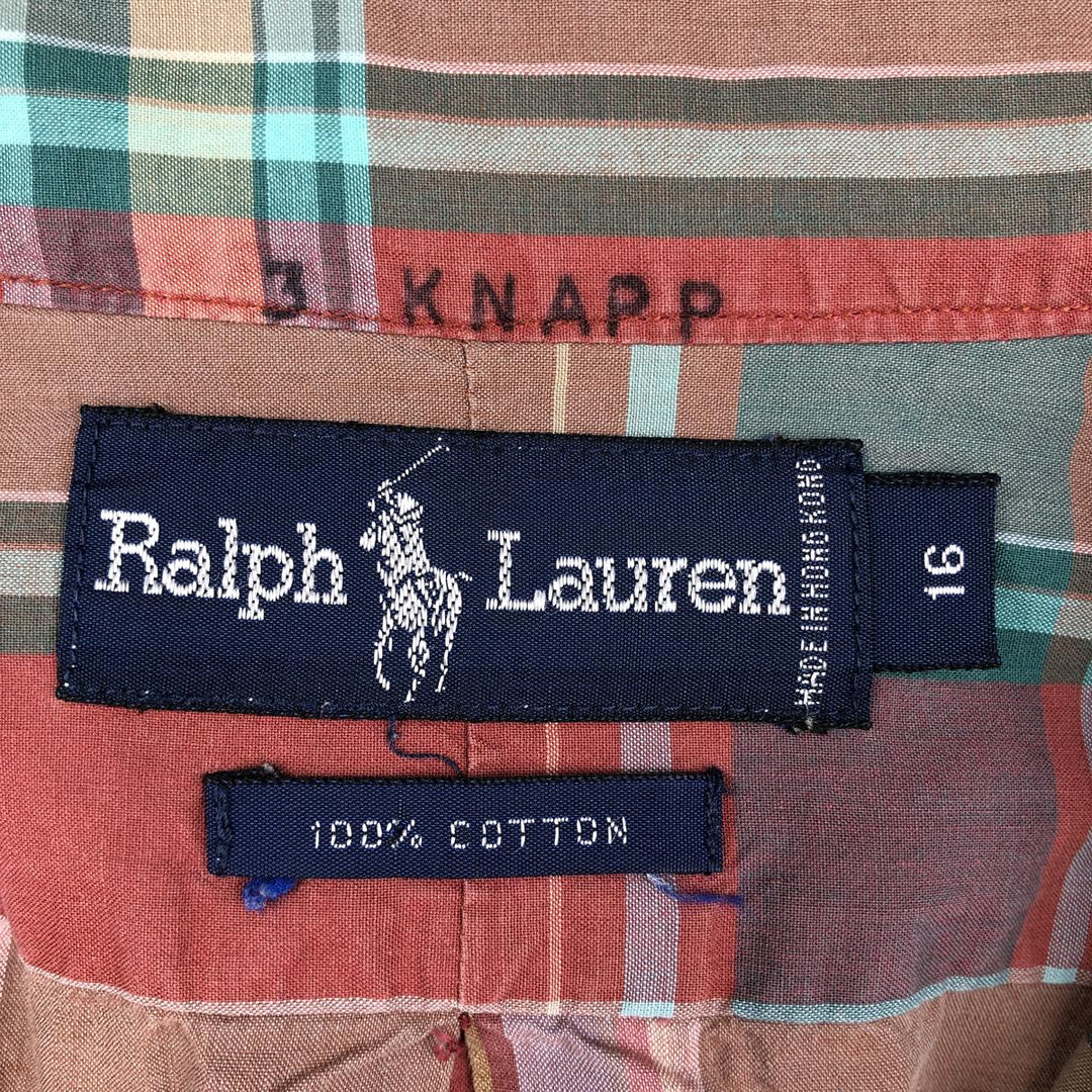 Ralph Lauren Madras Check Long Sleeve Button-Down Check Shirt, Men's Size L cotton red type Vintage Second Hand