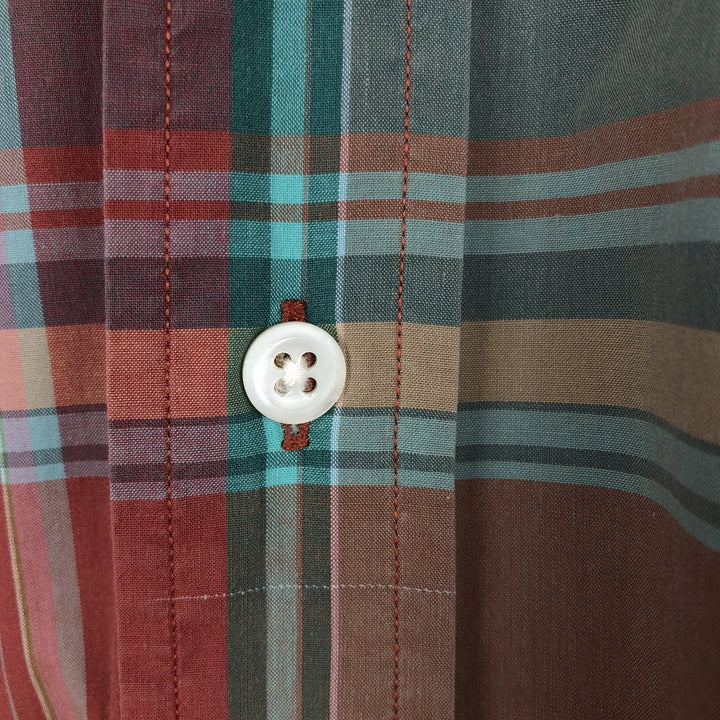 Ralph Lauren Madras Check Long Sleeve Button-Down Check Shirt, Men's Size L cotton red type Vintage Second Hand