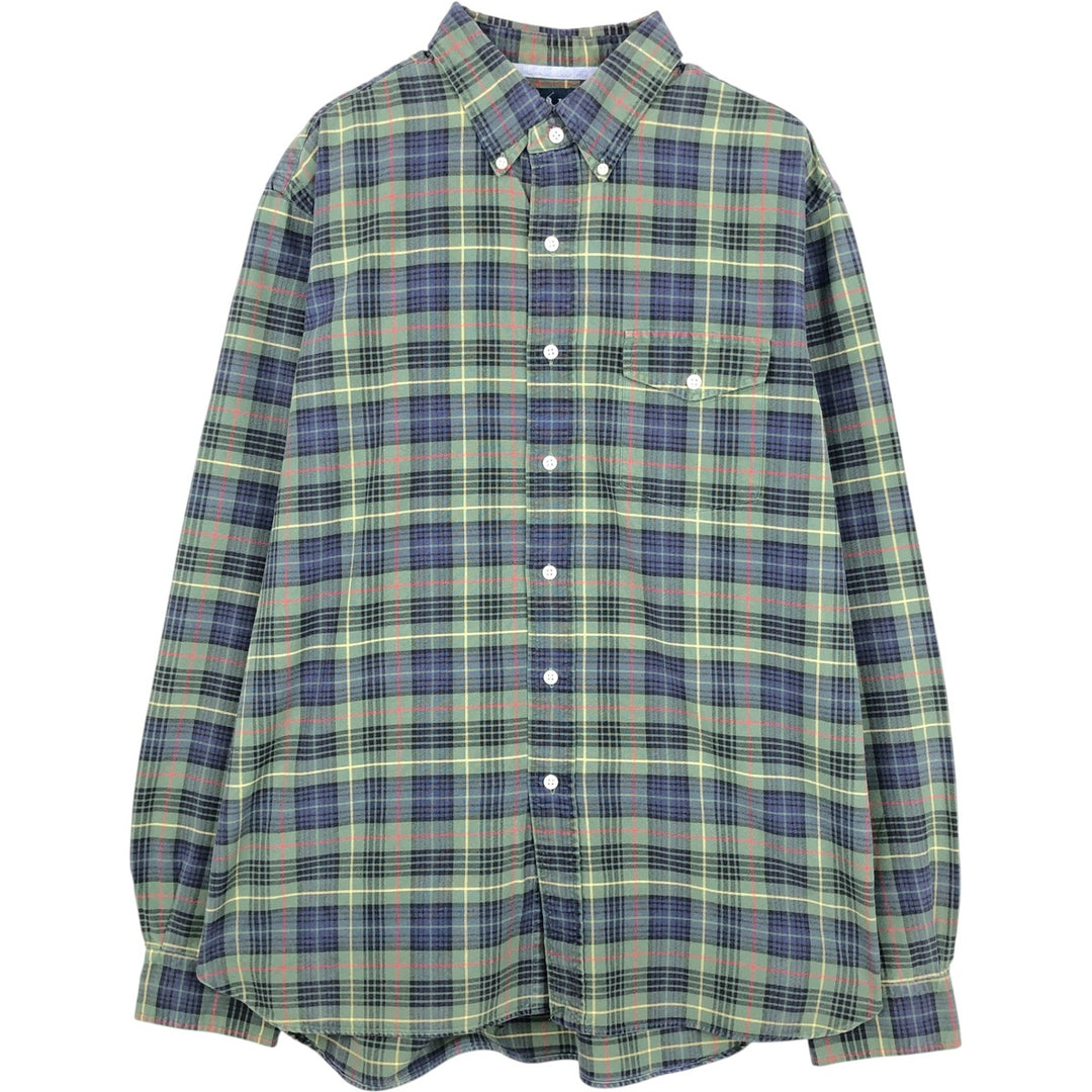 Ralph Lauren long sleeve button down check shirt, men's size L cotton green type Vintage Second Hand