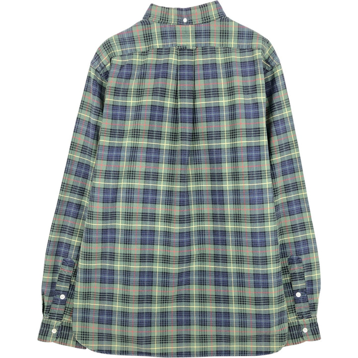 Ralph Lauren long sleeve button down check shirt, men's size L cotton green type Vintage Second Hand