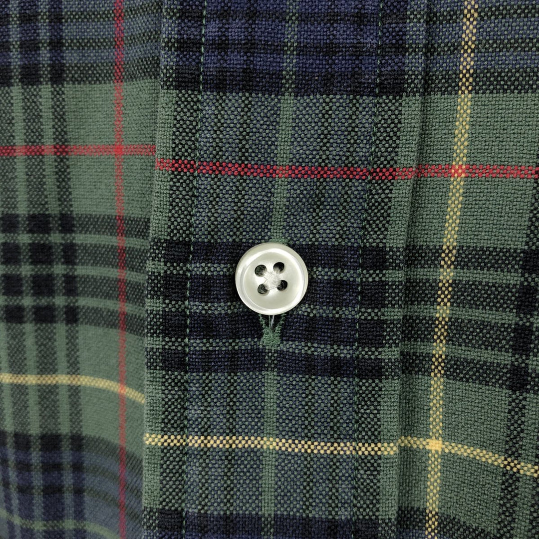 Ralph Lauren long sleeve button down check shirt, men's size L cotton green type Vintage Second Hand