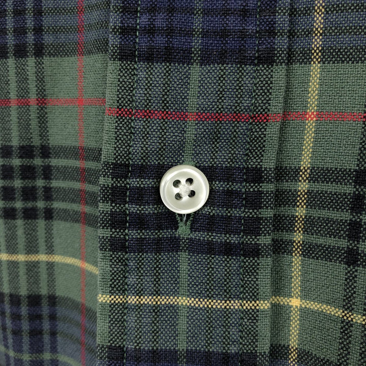 Ralph Lauren long sleeve button down check shirt, men's size L cotton green type Vintage Second Hand
