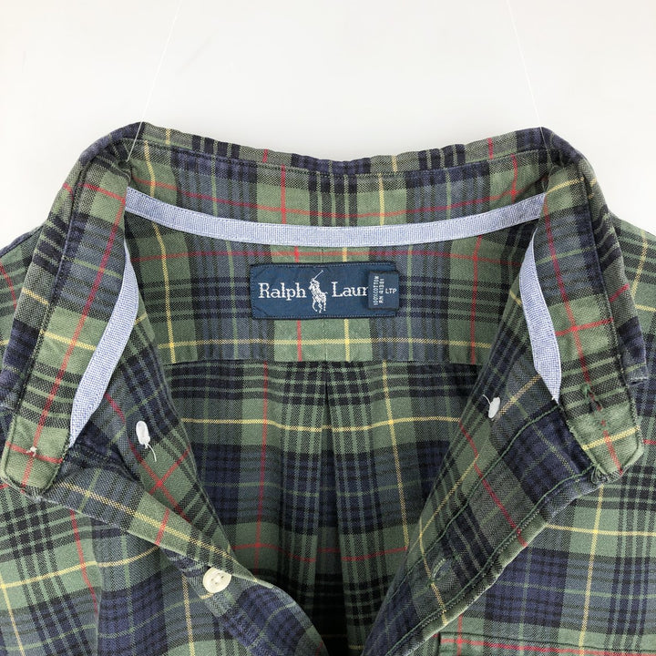 Ralph Lauren long sleeve button down check shirt, men's size L cotton green type Vintage Second Hand