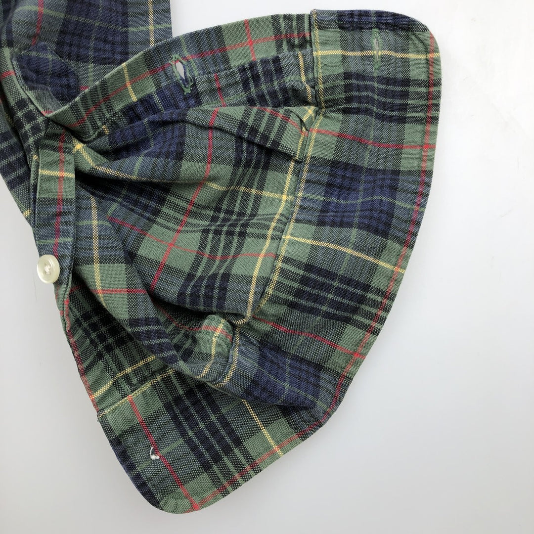 Ralph Lauren long sleeve button down check shirt, men's size L cotton green type Vintage Second Hand